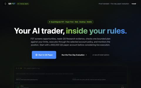 QuantSignals FST | Supervised, Risk-Governed AI Trading Agent — screenshot
