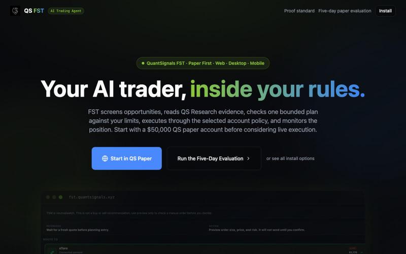 QuantSignals FST | Supervised, Risk-Governed AI Trading Agent — screenshot