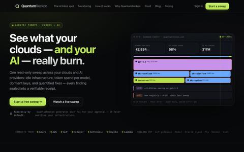 QuantumReckon — see what your clouds and your AI really cost, with proof — screenshot