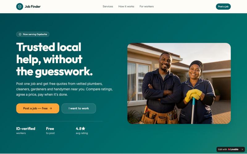 Job Finder — Trusted Local Services in Gqeberha — screenshot