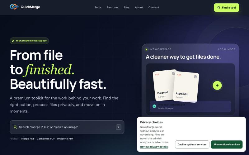 QuickMerge — Private File Tools, Beautifully Fast — screenshot