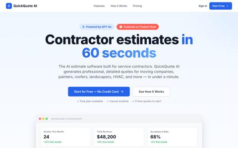 AI Estimate & Quote Software for Contractors — Free to Start — screenshot
