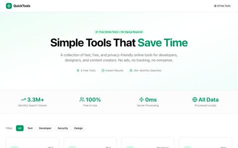 QuickTools — 8 Free Online Tools for Developers, Designers & Creators — screenshot