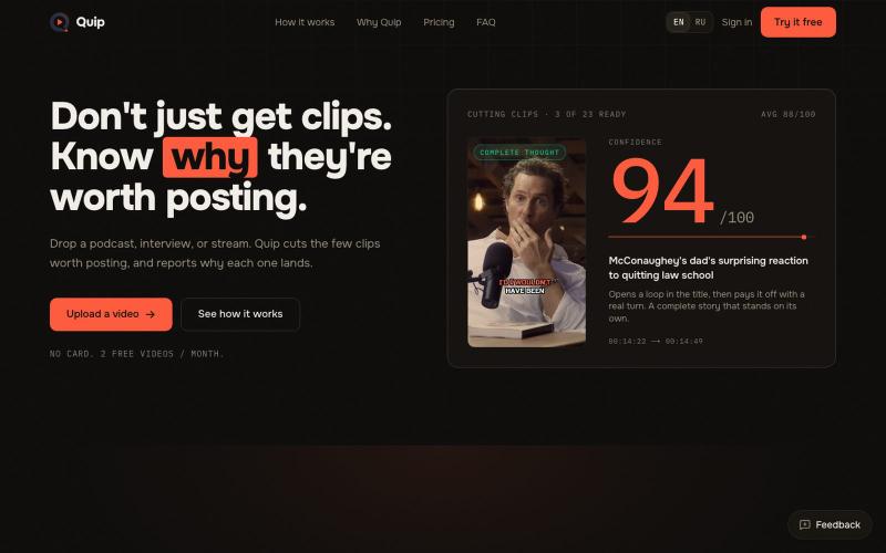 Quip: Know why your clips are worth posting — screenshot
