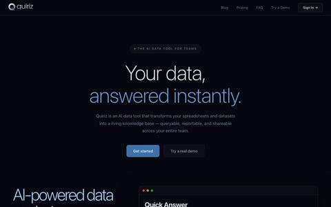 AI Data Tools for Teams | Quiriz — Your Data, Answered Instantly — screenshot