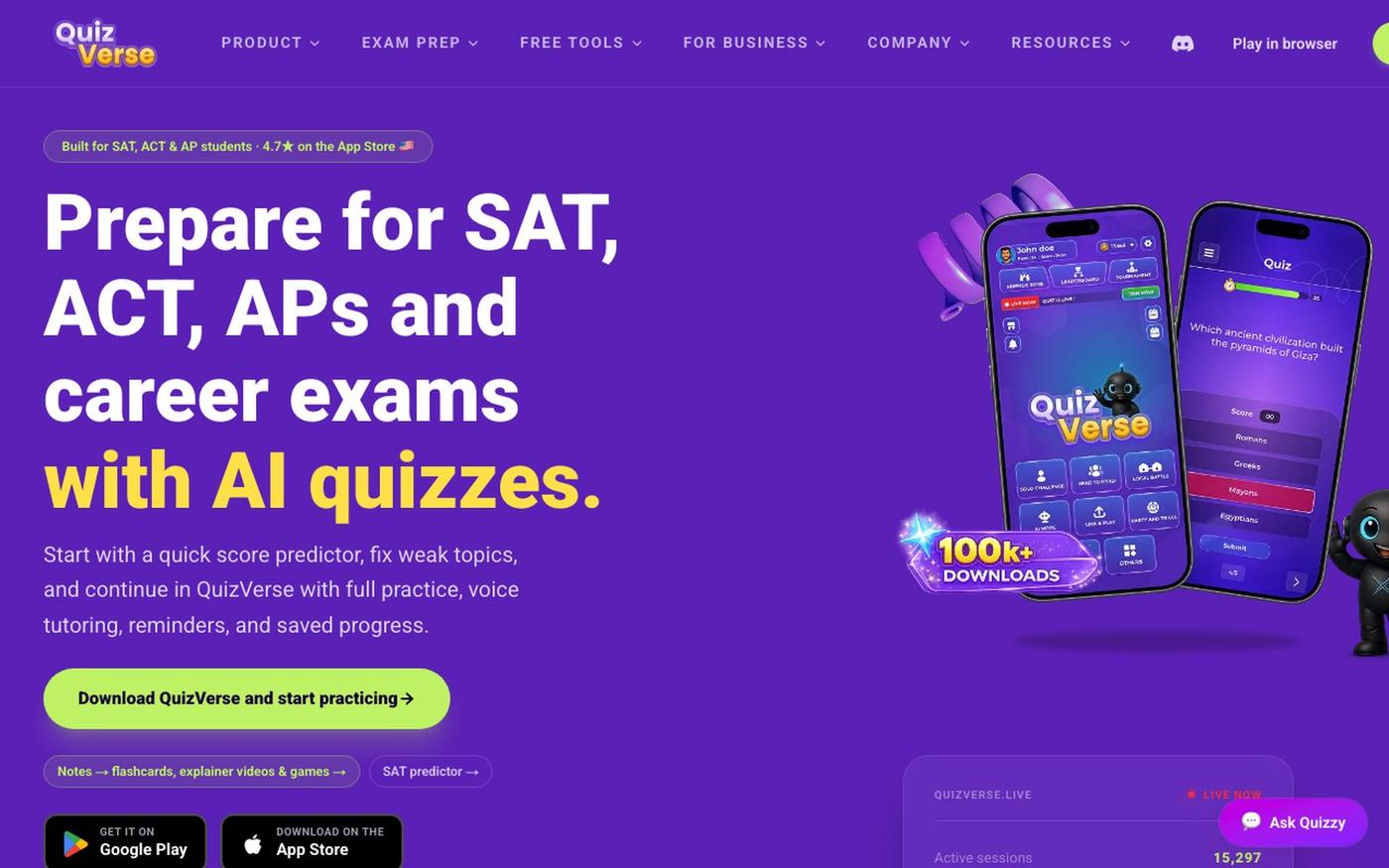 QuizVerse — AI Quiz Generator, Adaptive Learning & Live Trivia — screenshot