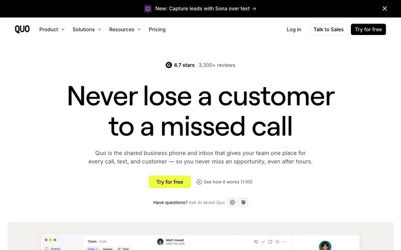 Quo (formerly OpenPhone) | Best Phone System for Startups & Small Businesses — screenshot