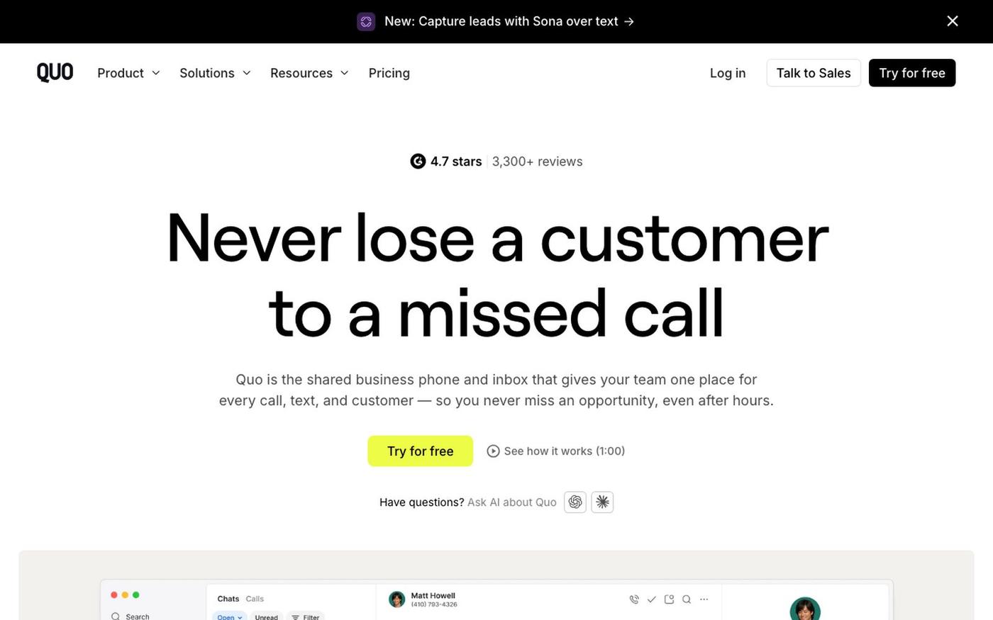 Quo (formerly OpenPhone) | Best Phone System for Startups & Small Businesses — screenshot