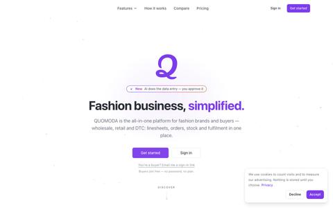 QUOMODA — Wholesale software for fashion brands — screenshot