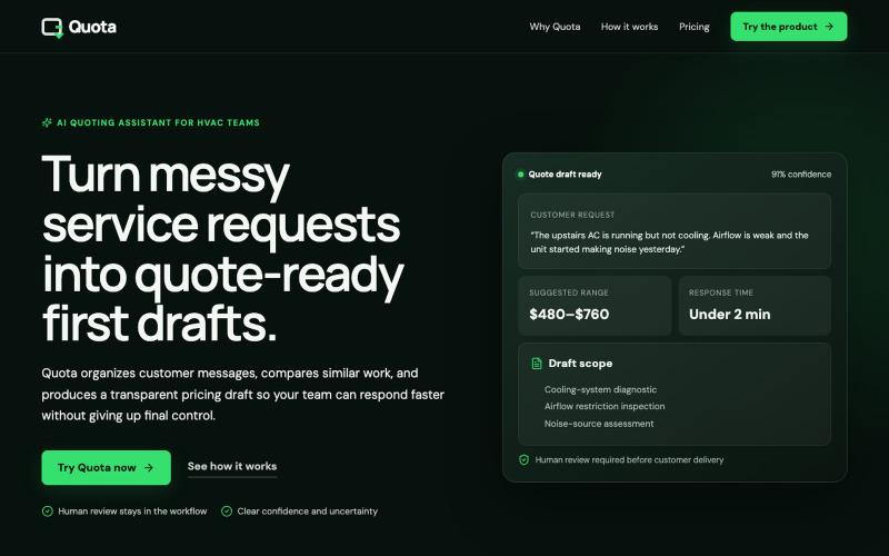 AI Estimator Website Prototype — screenshot