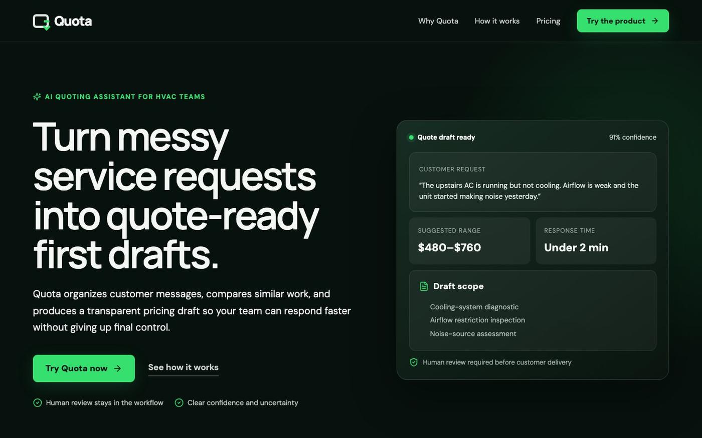 AI Estimator Website Prototype — screenshot