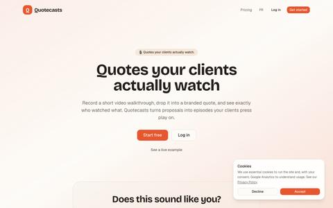 Quotecasts: video quotes clients actually watch — screenshot