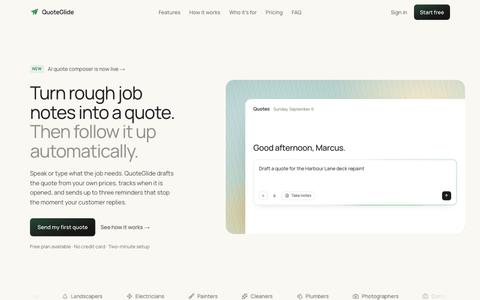 AI Quote & Follow-Up Software for Trades | QuoteGlide — screenshot