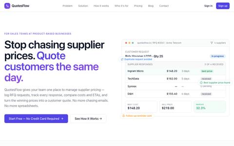 RFQ & Supplier Pricing Software for Small Teams — QuotesFlow — screenshot