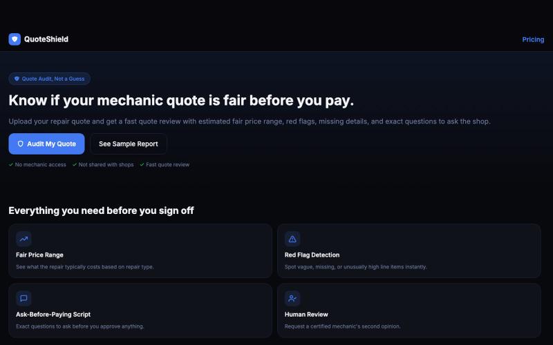 QuoteShield — screenshot