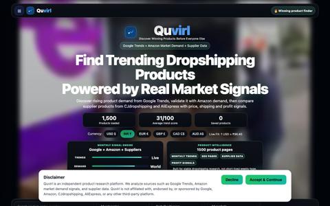 Trending Dropshipping Products 2026 | Quvirl — screenshot