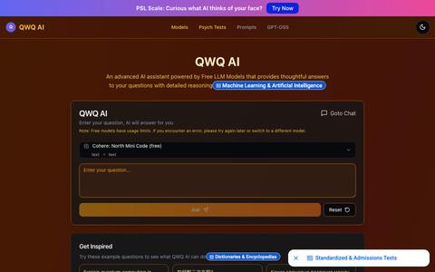 QWQ AI - Intelligent Q&A Assistant — screenshot