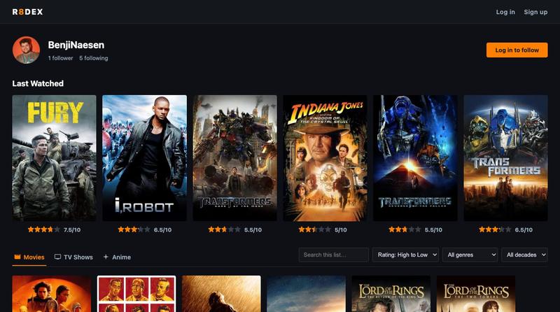 R8dex — Track and rate movies & TV shows — screenshot