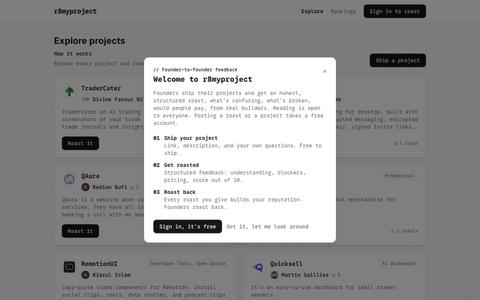 r8myproject - Get your project roasted by founders — screenshot