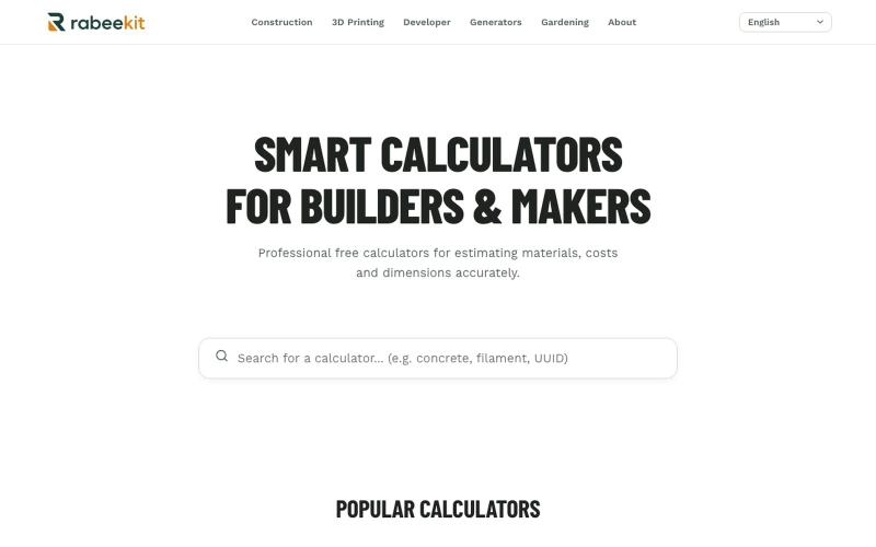 Rabeekit — Smart Calculators for Builders & Makers — screenshot