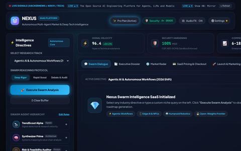 Nexus Swarm AI | Multi-Agent Market Intelligence SaaS — screenshot