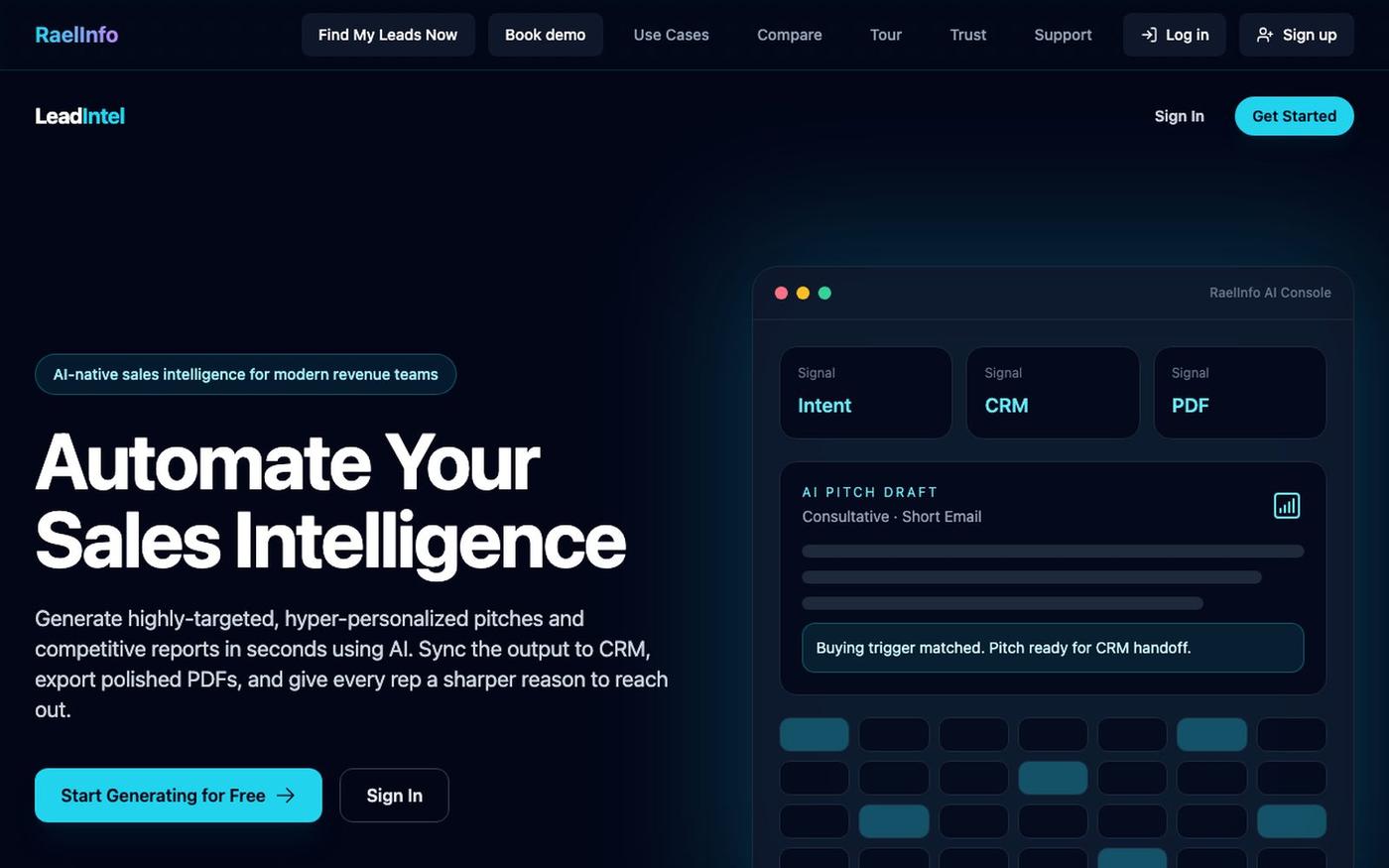 RaelInfo | Automate Your Sales Intelligence — screenshot