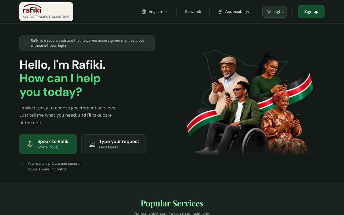 Rafiki AI - Government Services Assistant — screenshot