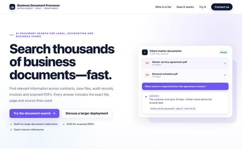 AI Document Search for Legal, Accounting & Business Teams — screenshot