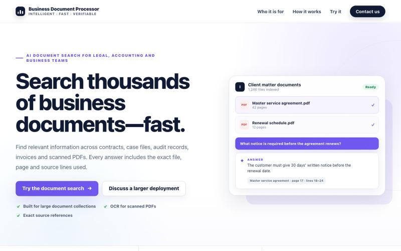AI Document Search for Legal, Accounting & Business Teams — screenshot