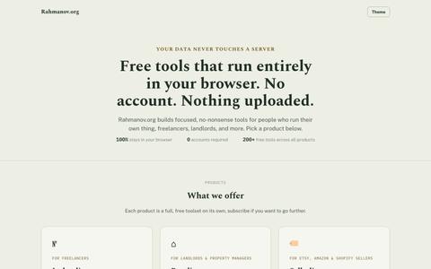 Rahmanov.org: Free Browser-Based Tools, No Account Needed — screenshot