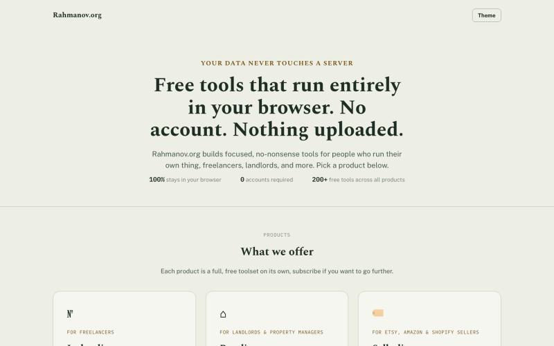 Rahmanov.org: Free Browser-Based Tools, No Account Needed — screenshot