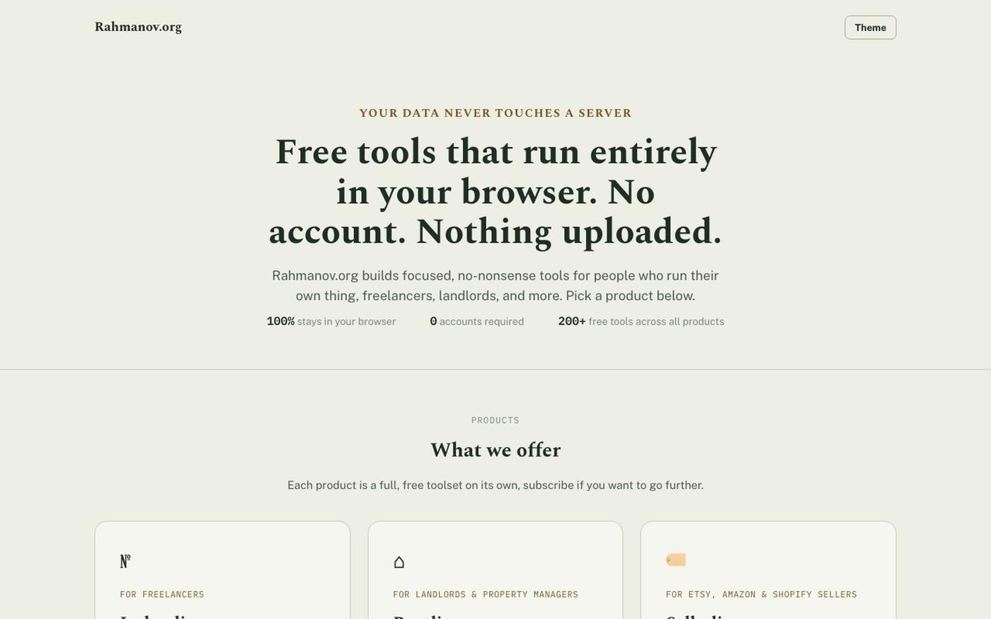 Rahmanov.org: Free Browser-Based Tools, No Account Needed — screenshot