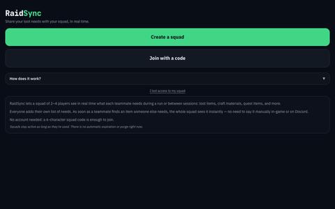RaidSync — Share Your Squad's Loot Needs in Real Time — screenshot