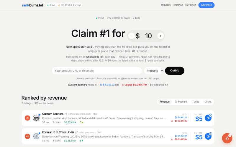 RankBurns — Money can buy anything — screenshot