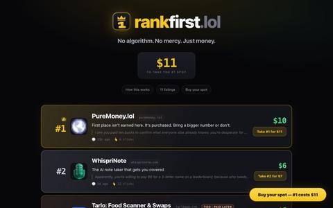 rankfirst.lol — the leaderboard money can buy — screenshot