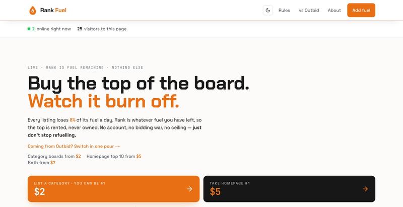 RankFuel — the leaderboard that burns — screenshot
