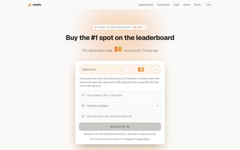 Rankify — buy a sponsored spot on the leaderboard — screenshot