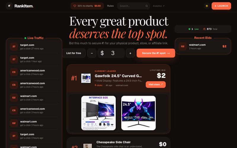 Bid your store or affiliate links to the top! — screenshot