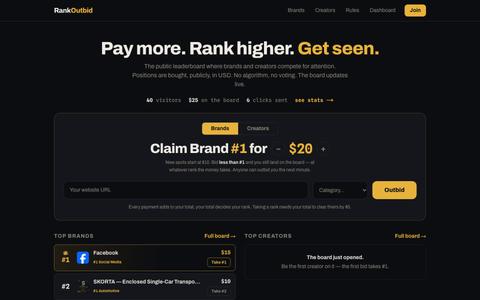 RankOutbid — Pay more. Rank higher. Get seen. — screenshot