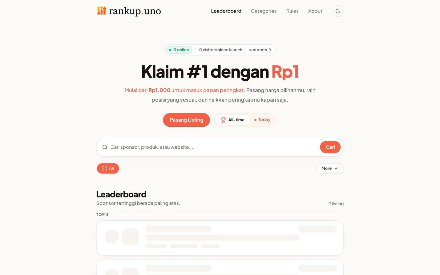 RankUp — Leaderboard Peringkat Sponsor Publik Indonesia — screenshot