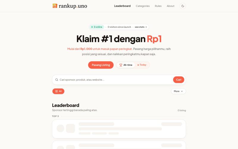 RankUp — Leaderboard Peringkat Sponsor Publik Indonesia — screenshot