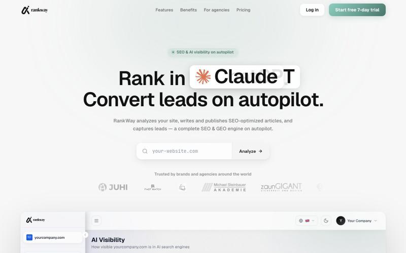 RankWay — Rank on Google & ChatGPT Automatically & Get More Customers — screenshot