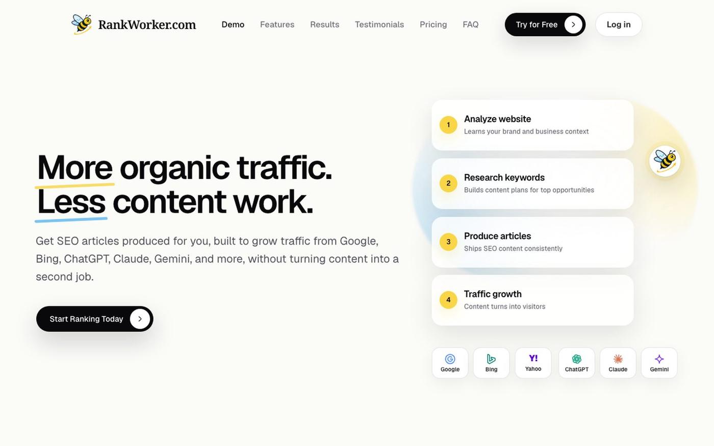 RankWorker | AI SEO Tool to Grow Organic Traffic — screenshot
