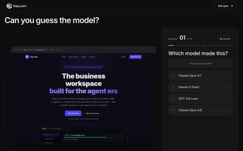 Guess the AI Website Design Model - Raq.com — screenshot
