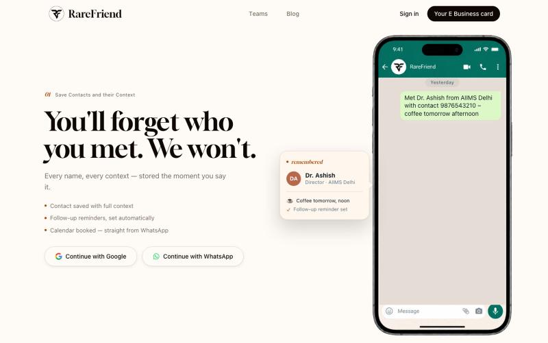 RareFriend – Never forget the people who matter — screenshot