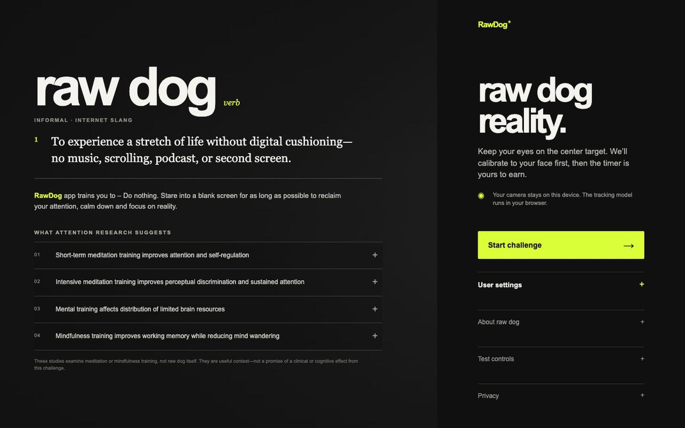 raw dog — hold reality — screenshot