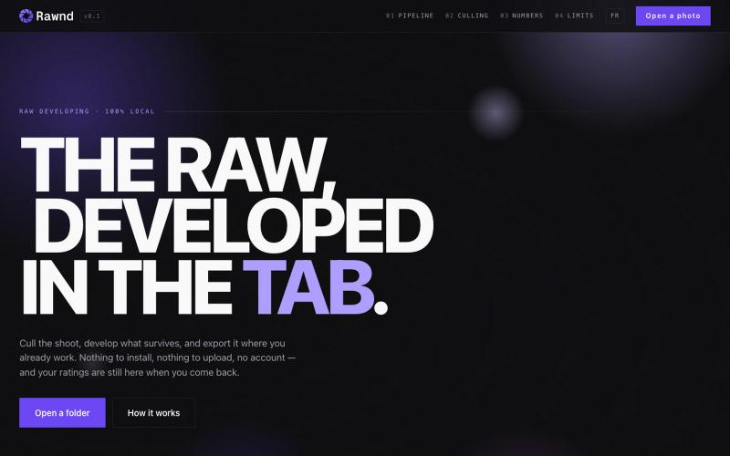 Rawnd — Open, cull and develop RAW photos in your browser — screenshot