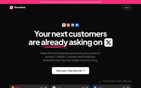 Your next customers are already asking | ReachFast — screenshot