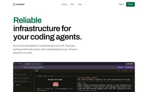 reachpad: infrastructure for your coding agents — screenshot