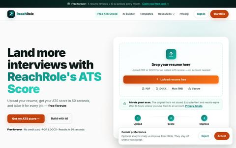 ReachRole — Free ATS Resume Checker | Tailor Resume to Job Description — screenshot